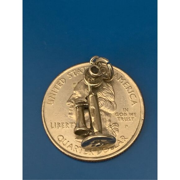 Phone Candlestick Sterling Silver Jewelry Charm #household gadgets - Picture 2 of 4